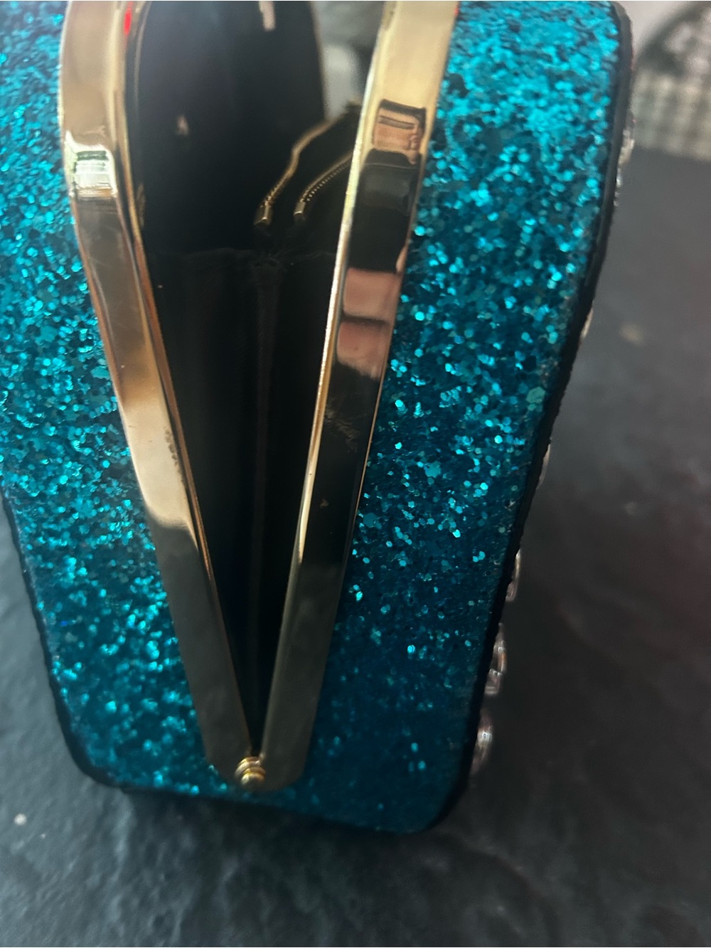 kate spade Navy & Teal Glitter Jeweled Top-Handle Mini Bag From the Miss Piggy - Picture 5 of 8